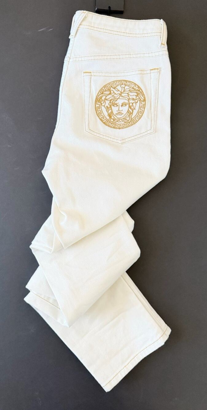 Versace Women's Medusa Denim WhiteJeans Size 29 US A89556S NWT $850